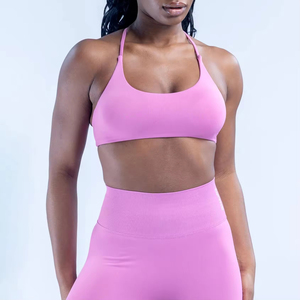 Sujetador deportivo HP-YY003 sin costuras con espalda cruzada y cuello en U de secado rápido para mujer, sujetador de yoga suave como la mantequilla - Product Image 2