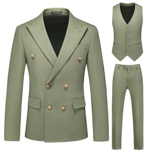 <span class=keywords><strong>Costume</strong></span> d'affaires 3 pièces de haute qualité pour hommes, grande taille, col à revers de <span class=keywords><strong>mariage</strong></span> à double boutonnage avec style plat devant respirant-pour hommes - Product Image 5