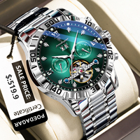 Poedagar 1418 Luxus Herren Mechanische Uhr Datum Wasserdichte Armbanduhr Skelettierte Leuchtende Edelstahl Automatikuhr für Männer
