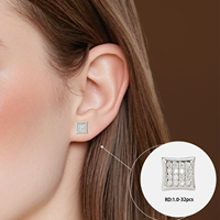 Boucles d'oreilles clous carrées pavées en argent sterling 925 et moissanite VVS, bijoux géométriques unisexes tendance