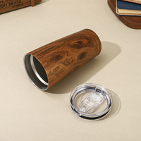 Gobelet isotherme personnalisé 20 oz en acier inoxydable avec motif bambou rustique et couvercle coulissant transparent, idéal pour les cadeaux avec logo personnalisé