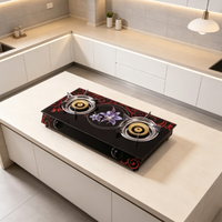 Cuisinière à gaz portable autonome de Chine avec plaque de cuisson en verre trempé, double brûleur pour extérieur