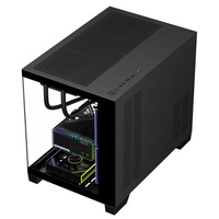 Boîtier PC de bureau Ruix ZY-M360 OEM noir, nouveau design, format mid-tower, en alliage d'aluminium et acier, pour jeux MATX, avec autocollant personnalisé et verre trempé