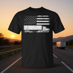 Camiseta patriótica para conductor de camión con bandera estadounidense - Product Image 3