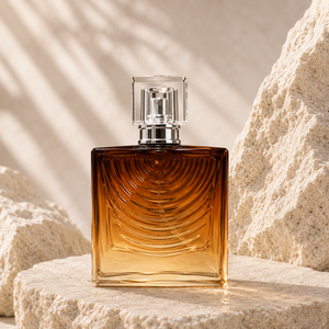 Square Shaped Wavy Textured Clear Glass Silver Topped 60ml 100ml Perfume <b>Bottle</b> - Product Image 2