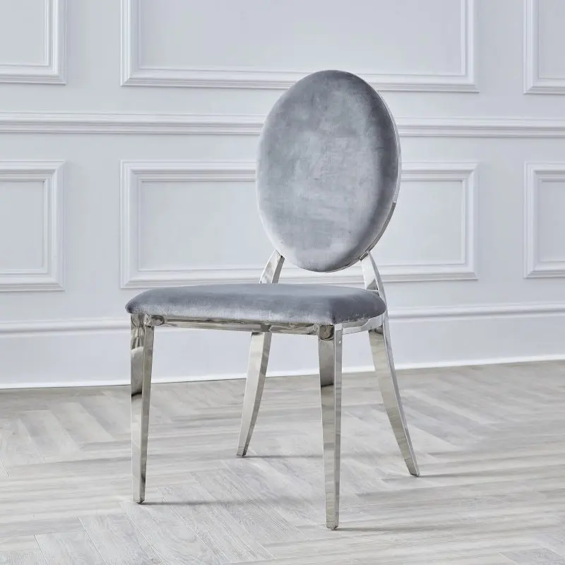 Мебель для столовой, ножки из нержавеющей стали, серый тканевый стул, современный дизайн ресторана, Металлические Бархатные обеденные стулья