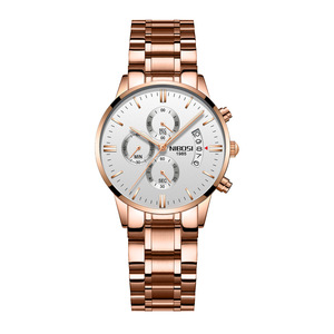 Reloj de Mujer de Alta Gama - Cierre de Doble Presión de Acero Inoxidable, Reloj de Pulsera de Cuarzo con Esfera Redonda de Moda - Product Image 1