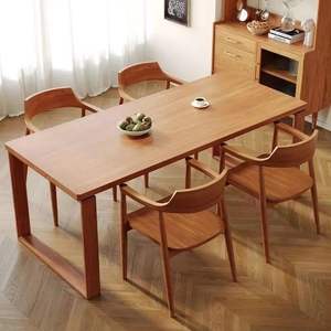 Juego de Mesa de Comedor de Madera Maciza de Estilo Nórdico, 4 Piezas, Rectangular, Duradero, para Uso Doméstico, Muebles para Comedor - Product Image 5
