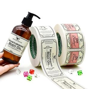 Custom printed cosmetic logo sticker waterproof self adhesive vinyl sticker bottle label sticker roll for packaging