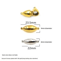 Collier en acier inoxydable avec fermoir magnétique plaqué or 18 carats et fermoir sphérique robuste