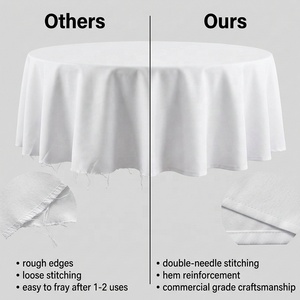 120 Inch Polyester Round Custom White Party Wedding Tablecloth <strong>Table</strong> <strong>Cloths</strong> For Events - Product Image 3