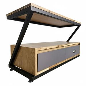 Table de chevet à deux niveaux, meuble en métal, structure en métal, MDF, personnalisable, design moderne minimaliste, conception à 2 niveaux, OEM/ODM - Product Image 1