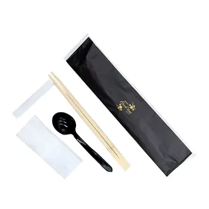 Disposable Bamboo Chopsticks Set Napkin Plastic Spoon Toothpicks Pack For Take Out Food Restaurant