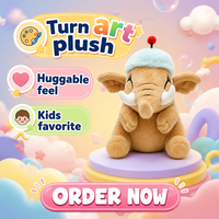 Peluche d'éléphant personnalisée OEM ODM, animal en peluche brodé avec chapeau bleu pour mascotte et articles promotionnels