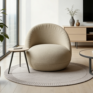 Fauteuil d'appoint esthétique en cuir crémeux minimaliste italien, silhouette chic, fauteuil de lecture confortable, mobilier de hall d'hôtel - Product Image 5