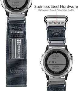 Bracelet de montre <span class=keywords><strong>Garmin</strong></span> compatible, bracelet de sport en nylon robuste, design en boucle tissée, bracelet pour Fenix/Forerunner/Approach/MARQ/Quatix/D2 Series - Product Image 5