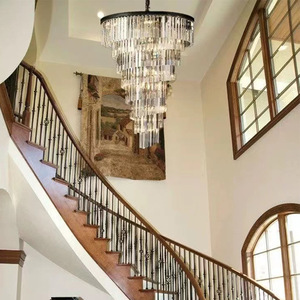 Moderne luxe K9 amber kristallen verlichting villa hotel plafond woonkamer trap conische kristallen kroonluchter - Product Image 3