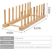 Support de rangement multi-usages en bois pour disques vinyles, égouttoir à vaisselle en bambou pour la cuisine