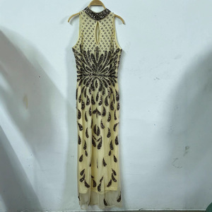 Robe de soirée à sequins col en V avec franges, taille empire, style vintage pour femmes, idéale pour les hôtesses et les artistes de scène - Product Image 3
