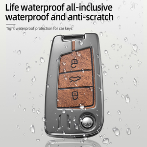 <span class=keywords><strong>Skoda</strong></span> Octavia Smart telecomando chiave custodia custodia portachiavi protezione completa in lega di zinco e pelle PU <span class=keywords><strong>accessori</strong></span> chiave per auto - Product Image 4