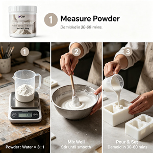 LEQU Happy And Fun – Poudre de plâtre de Paris haute pureté en vrac 500g, rapport 3:1, pour sculpture artistique, pierre aromatique, artisanat - Product Image 4