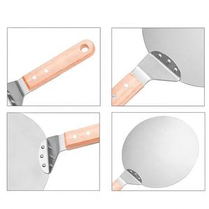Stainless Steel Peel With Wooden Handle Round Pizza Paddle/Spatula /Cake Lifter & <b>Baking</b> Tool - Product Image 4