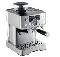 Machine à expresso professionnelle 20 bars avec moulin intégré, 45 réglages, 1350W, en acier inoxydable, pour la maison, le bureau et les baristas.