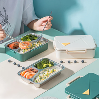 Boîte à lunch thermique portable en acier inoxydable à usage alimentaire, simple/double couche, avec 3 compartiments, écologique, sans BPA