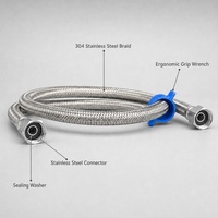 Tuyau flexible tressé en acier inoxydable 304 moderne haute pression, raccordement double extrémité 4 points pour l'arrivée d'eau des toilettes, usage salle de bain