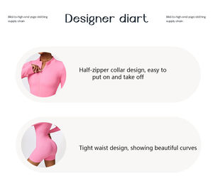 XW-CLT6952 Offre Spéciale combishorts recyclé col rond manches longues serré avec fermeture éclair Fitness body Gym Nylon sport femmes combinaison - Product Image 5