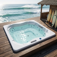 Baignoire Spa Autoportante Carrée en Acrylique Naiya, Moderne, avec Cascade, Massage, Éclairage LED, Écologique, Guangdong