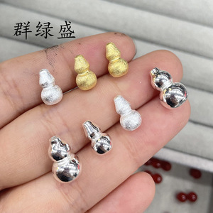 S925 Pure <b>Silver</b> Gourd Spacer <b>Beads</b> DZ306 DZ307 For Bracelet Making 12.7mm 6.1mm Smooth And Brushed Finish - Product Image 3