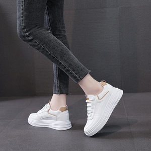 Zapatos de Mujer con Plataforma Blancos para Primavera, Verano y Otoño, Zapatos Planos de Cuero PU 2023, Nuevos Zapatos Joker con Plataforma Interna - Product Image 6