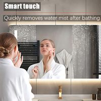 Ensemble de meuble-lavabo mural de luxe personnalisé avec un seul tiroir, vasque sous plan en pierre, miroir LED et armoire vitrée