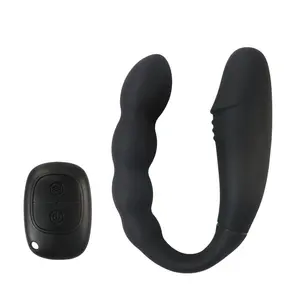 Rechargeable U-shaped double head vibrator silicone pull beads anal plug remote control jumping eggs for All genders