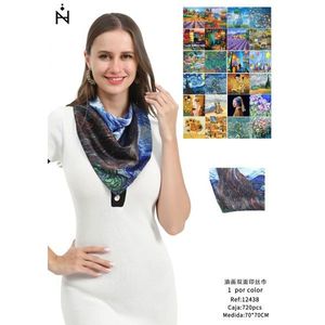 Sciarpa in Seta Stampata su Due Lati con Motivo Pittorico 70x70cm, Accessorio Moda per Donna - Product Image 1