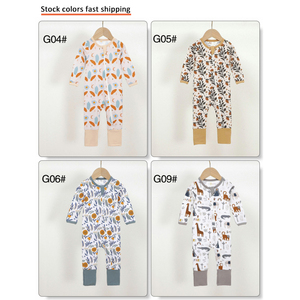 印花竹连指手套脚宝宝成长柔软舒适拉链宝宝竹子宝宝连裤 - Product Image 3