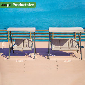 Meubles pour adultes 3 places Balançoire d'extérieur convertible à baldaquin Chaise <span class=keywords><strong>de</strong></span> balançoire <span class=keywords><strong>de</strong></span> jardin Balançoires <span class=keywords><strong>de</strong></span> patio - Product Image 3