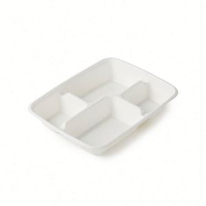 Assiette alimentaire biodégradable multi-compartiments, plateau scolaire jetable à 6 compartiments, pack combo Thali - Product Image 2