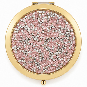 Bling Crystal Rhinestone Sticker <b>Compact</b> <b>Mirror</b> Push Button Metal Folding Dual Sided HD Glass Pocket Makeup <b>Mirror</b> - Product Image 4