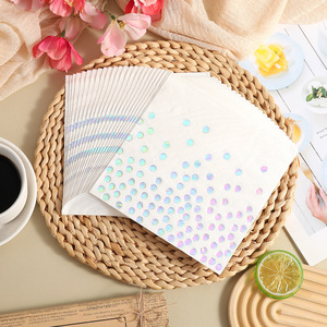 White Paper Napkins 330mm Holographic Polka Dots Disposable For Birthday Parties - Product Image 4