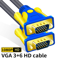 Kabel VGA 3+6 Definisi Tinggi Inti Tembaga Bebas Oksigen Berlapis Emas PVC Abu-abu Grosir Pabrik untuk Komputer TV Jarak Jauh
