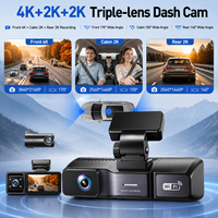 Caméra embarquée WIFI mini 3,2 pouces OEM/ODM 4K HD avec 3 objectifs (avant 2K, intérieur 2K et arrière 2K), surveillance de stationnement 24h/24 et GPS