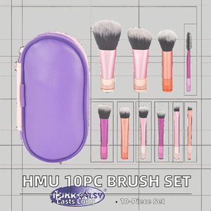 10pcs Transparent Crystal Handle Makeup Brush Set Powder Concealer Face Cosmetic Travel Kit - Product Image 2