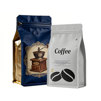 Sacs à café personnalisés de qualité alimentaire, impression personnalisée, haute qualité, thermoscellables, en plastique Mylar, finition mate, en aluminium, fond plat