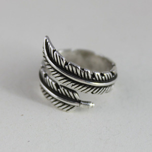 S925 anillo abierto de plata pura pluma de Ángel anillo de plata tailandesa Retro joyería de plata pura coreana Huang <span class=keywords><strong>Fubo</strong></span> - Product Image 1