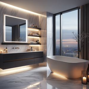 Mobile <span class=keywords><strong>Bagno</strong></span> Moderno di Alta Gamma Impermeabile con Lavabo e Specchio Illuminato per Appartamento - Product Image 6