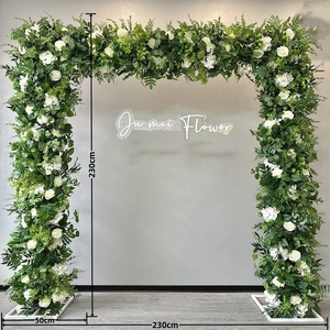 Arco Floral Blanco y Verde, Productos Acabados, Hortensias y Paniculata Blancas, Decoración para Bodas y Hoteles, Arco de Flores para Mesa, Venta al por Mayor - Product Image 1