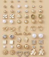 Lot de boucles d'oreilles multi-paires en gros, minimalistes, imitation perle, cœur, fleur, géométriques, mini créoles pour femmes