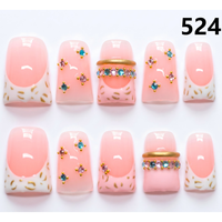 Faux Ongles Press-On Faits Main 671-675 Couleurs Fleurs Canard, 10 Pièces, Styles de Design Uniques pour Doigts